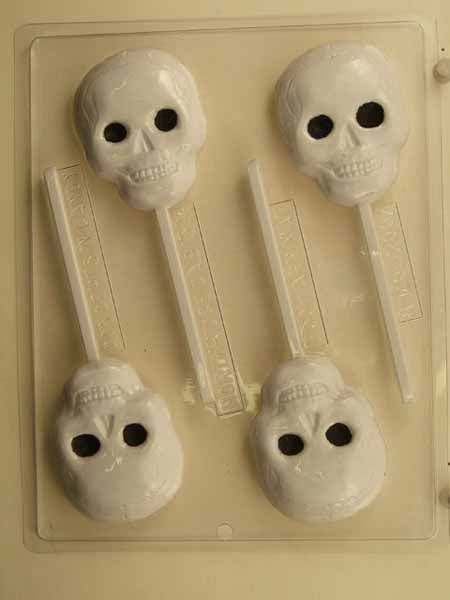 Chocolate// Candy Mold, Lollipop - Halloween, Skull with Large Eyes