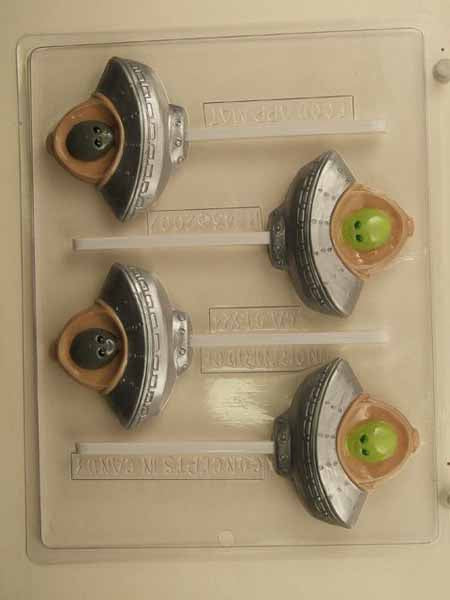 Chocolate// Candy Mold, Lollipop - Halloween, Alien in Flying Saucer