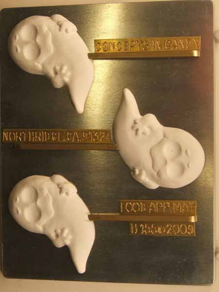 Chocolate// Candy Mold, Lollipop - Halloween, Ghost with Divots for Candy