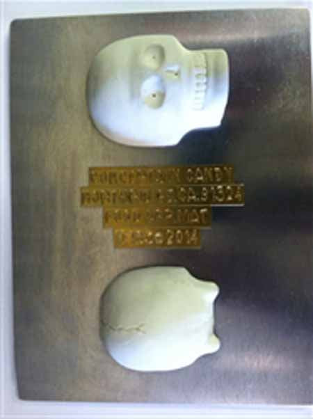 Molde para chocolate y dulces 3D - Halloween, calavera de azúcar 3D de tamaño mediano (2 piezas, delantera y trasera)