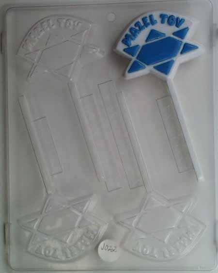 Chocolate// Candy Mold, Lollipop - Any Occasion, Jewish Star with "Mazel Tov"