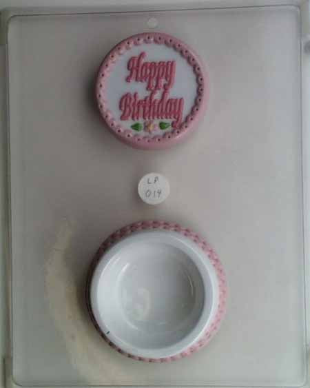 Chocolate// Candy Mold, Pour Box - Birthday, "Happy Birthday" in Script on Round
