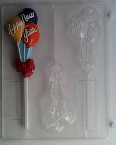 Chocolate// Candy Mold, Lollipop - Party, "Happy New Year" on Balloons