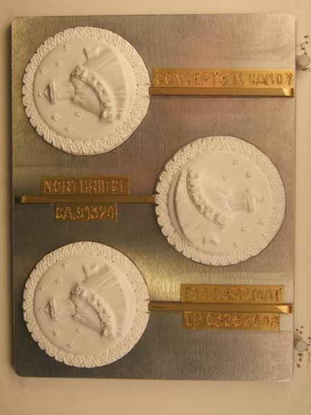 Chocolate// Candy Mold, Lollipop - Birthday, "Sweet 16" with Dress on Round with Ruffled Edges
