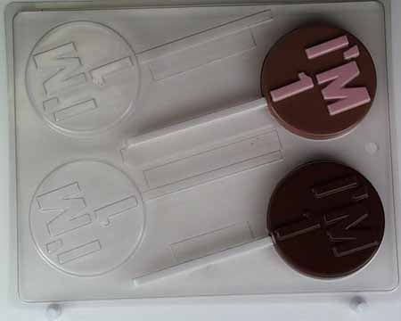 Chocolate// Candy Mold, Lollipop - Birthday, "I'm 1" on Round