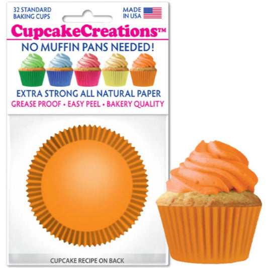 Cupcake Creations // Cupcake Liners "Orange" 2" Base x 1 3/8 " Wall