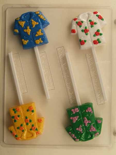 Chocolate// Candy Mold, Lollipop - Vacation, Men's Hawaiin Shirt Decorated with Tropical Flowers