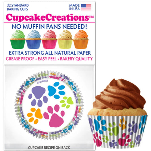 Cupcake Creations // Cupcake Liners "Paws" 2" Base x 1 3/8 " Wall