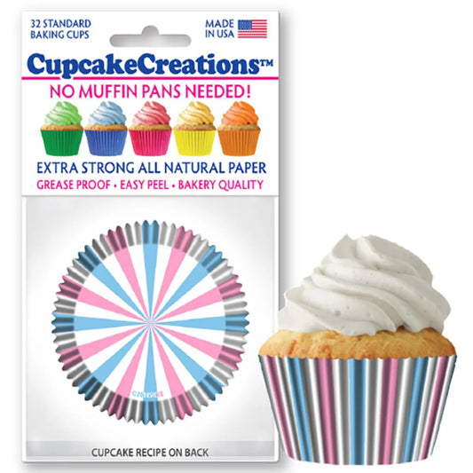 Cupcake Creations // Cupcake Liners "Pink & Blue Reveal" 2" Base x 1 3/8 " Wall