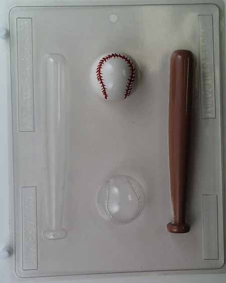 Molde de chocolate//dulce, 3D - Deportes, bate de béisbol 3D y béisbol