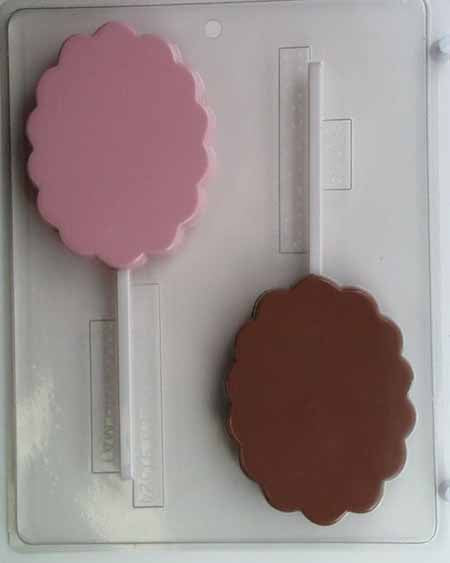 Chocolate// Candy Mold, Lollipop - Blank, Large Vertical Scalloped Oval
