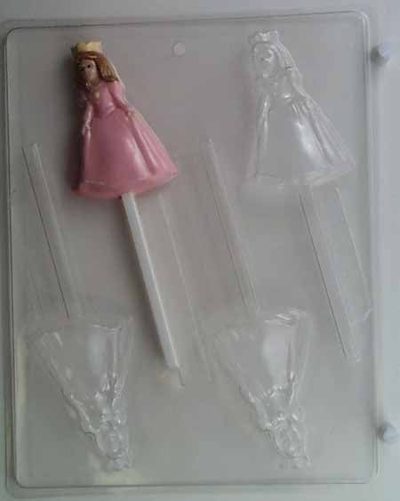 Chocolate// Candy Mold, Lollipop - Quince, Princess in Ball Gown with Crown