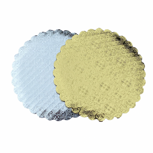 Círculos de pastel festoneados (dorados/plateados)