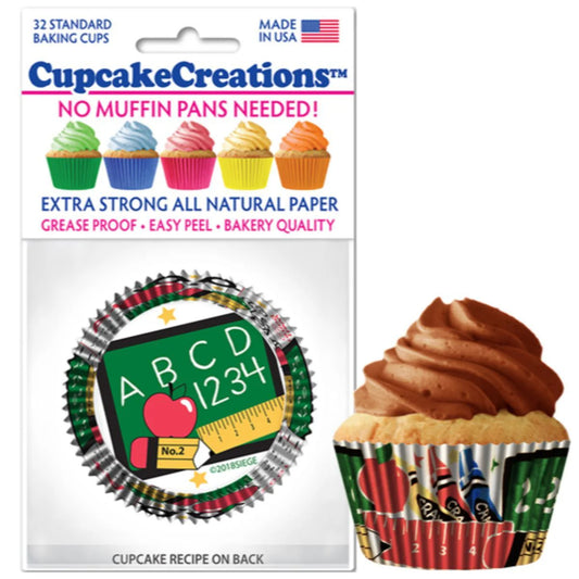 Cupcake Creations // Cupcake Liners "School Days" 2" Base x 1 3/8 " Wall
