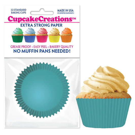 Cupcake Creations // Cupcake Liners "Turquoise" 2" Base x 1 3/8 " Wall