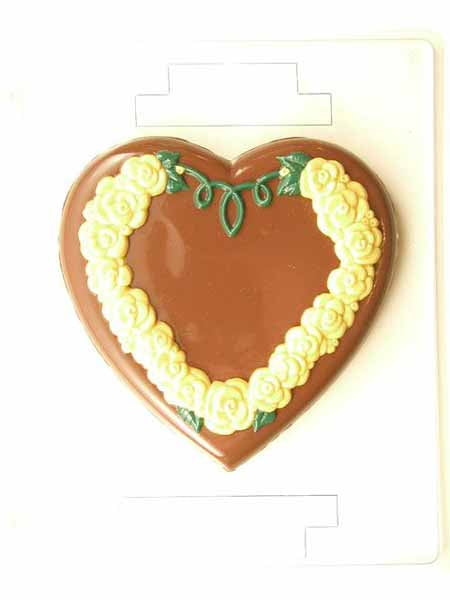 Chocolate// Candy Mold - Love, Heart with Rings of Roses