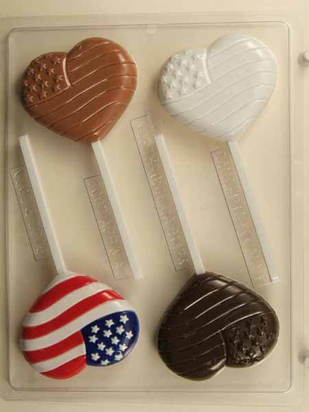 Chocolate// Candy Mold, Lollipop - Love, American Flag Heart