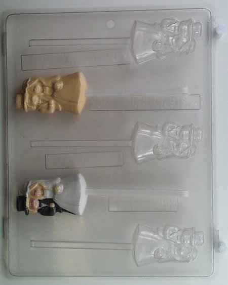 Chocolate// Candy Mold, Lollipop - Wedding, Cute Bride and Groom with Top Hat