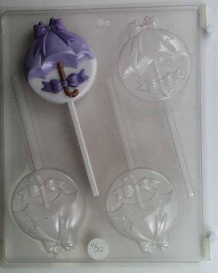 Chocolate// Candy Mold, Lollipop - Wedding, Umbrella Decorated with Bows on Round
