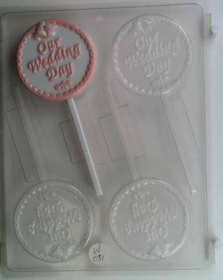 Chocolate// Candy Mold, Lollipop - Wedding, Wedding Bells & "Our Wedding Day" on Round