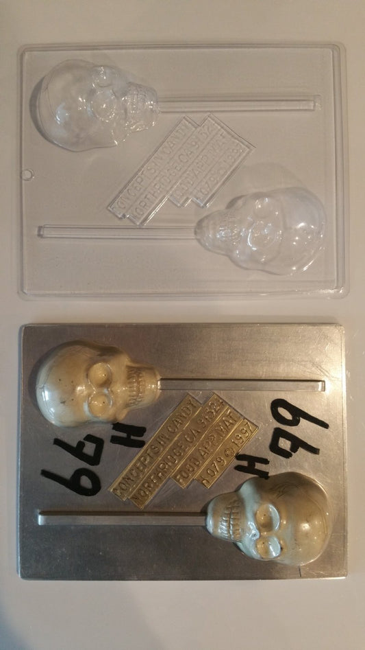 Chocolate// Candy Mold, Lollipop - Halloween, Medium Skull Sucker